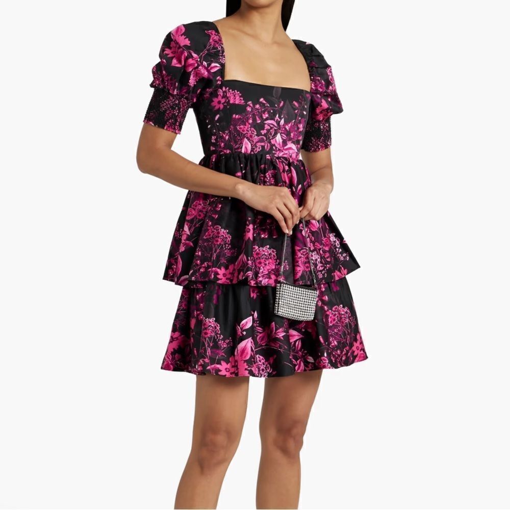 Alice + Olivia Emmalou Floral-Print Cotton-Blend Faille Mini Dress-U4